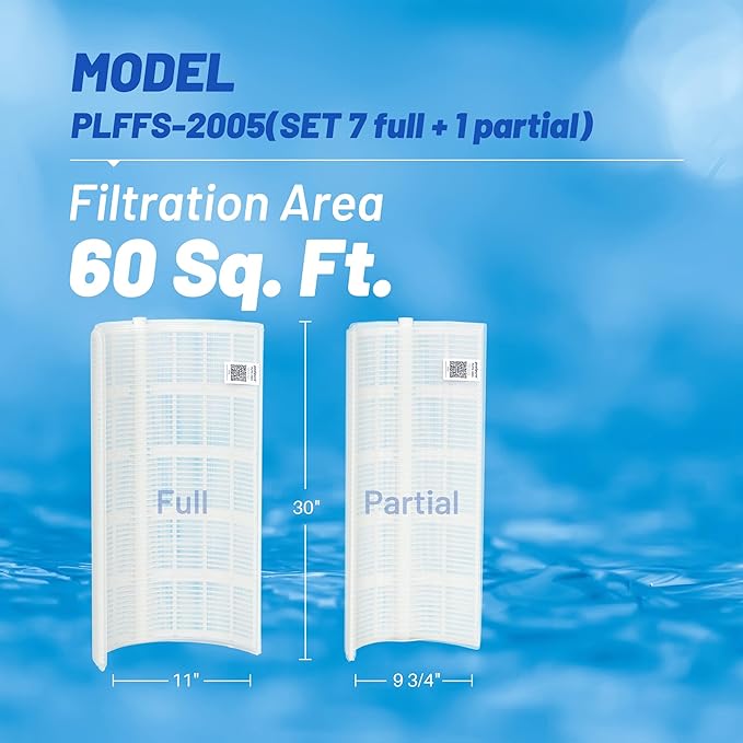 POOLPURE® FS-2005 DE Grid Pool Filter Replace FNS Plus 60, 59003000, Jandy DEL/DEV60, Hayward DE6020, DEX6000DA, DE6000, PFS3060, FC-9550, PG-1905, FG-1005, 60 Sq.Ft, 30" High, 7 Full+1 Partial