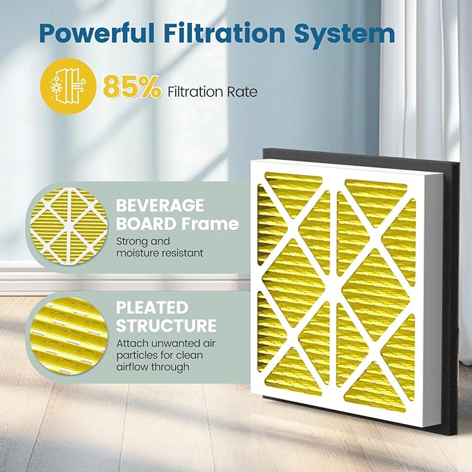 20x20x3 MERV 11 Air Filter Compatible with Zephyr VGF Series 20x20x3 Whole Home Deep Pleated Return Air Grille Filter, MERV 11 Air Filtration System, Yellow (2 Pack)