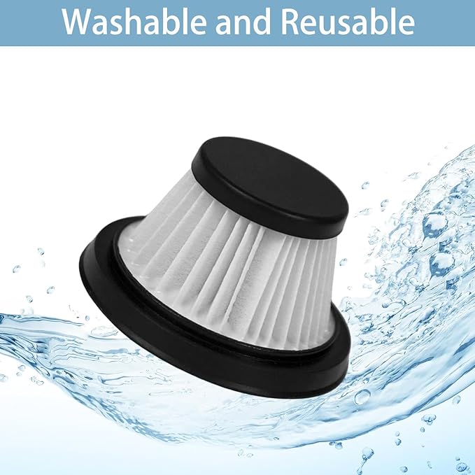 6 Packs Vacuum Filter Replacement Compatible with Vacuum Cleaner as Seen on TV, Vac Replacement Parts for Compact Cordless Vacuum Cleaner, HEPA Replacement Vacuum Filter Black