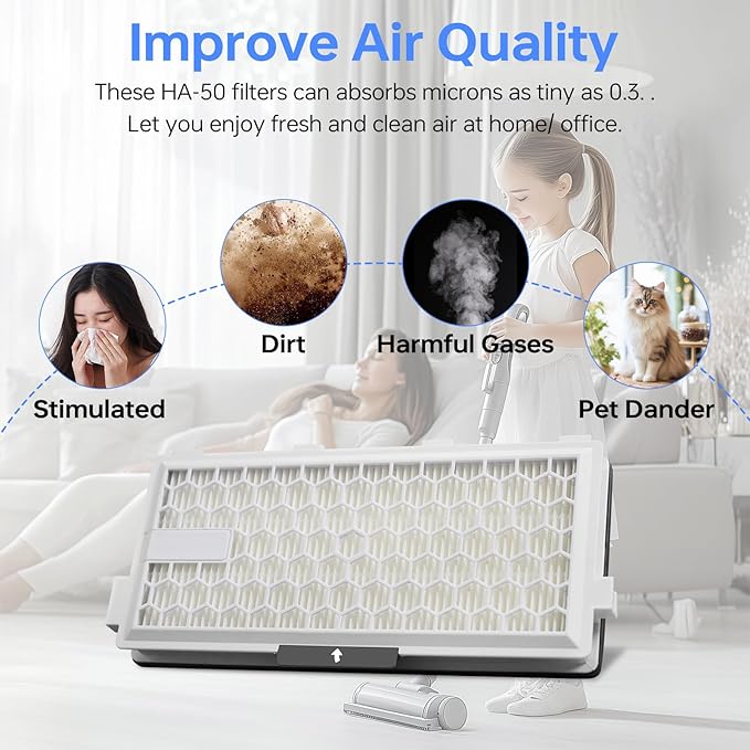 Airclean 50 Filter Replacement Compatible with Miele Active SF-HA50 S4 S5 S6 S8 S8000 S8999 S6000 S6999 S5000 S5999 S4000 S4999, Complete C2 C3 Vacuum Cleaner (4 Packs)