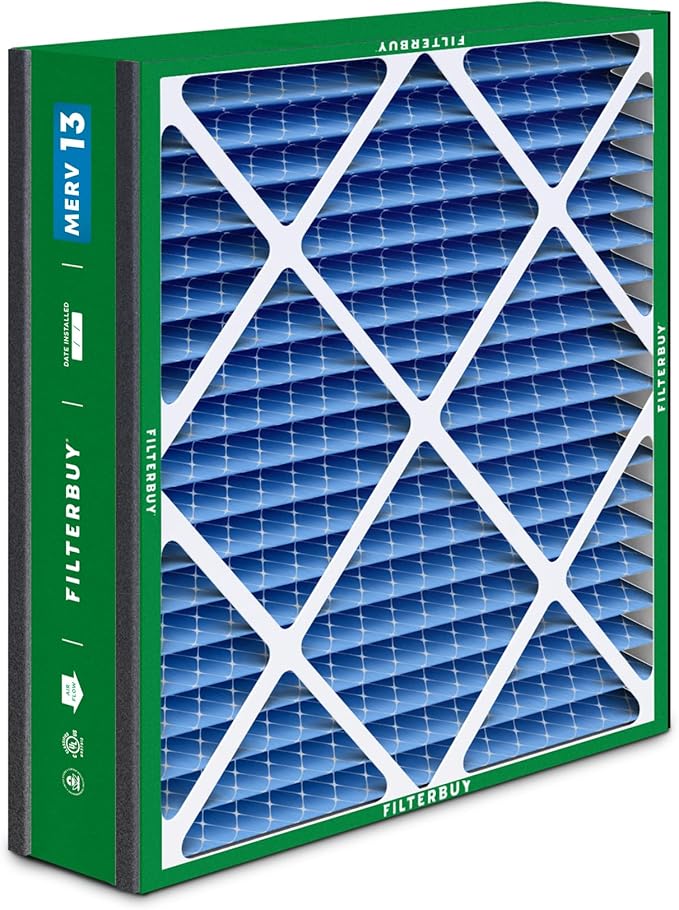 Filterbuy 20x20x5 Air Filter MERV 13 Optimal Smoke & Allergy Defense (4-Pack), Electrostatic Pleated HVAC AC Furnace Filters for Trion Air Bear 255649-103 & More (Actual Size: 19.63 x 20.63 x 4.88)