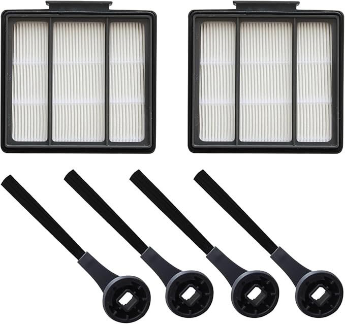 2 HEPA Filters and 4 Brushes Replacement for Shark IQ RV1001AE RV1000 RV1001 Robot Vacuum, Also Fit Shark RV1000 Series, RV912S, RV913S, AV1002AE, AV911S, UR1000SR, UR1005AE, QR1000 Series