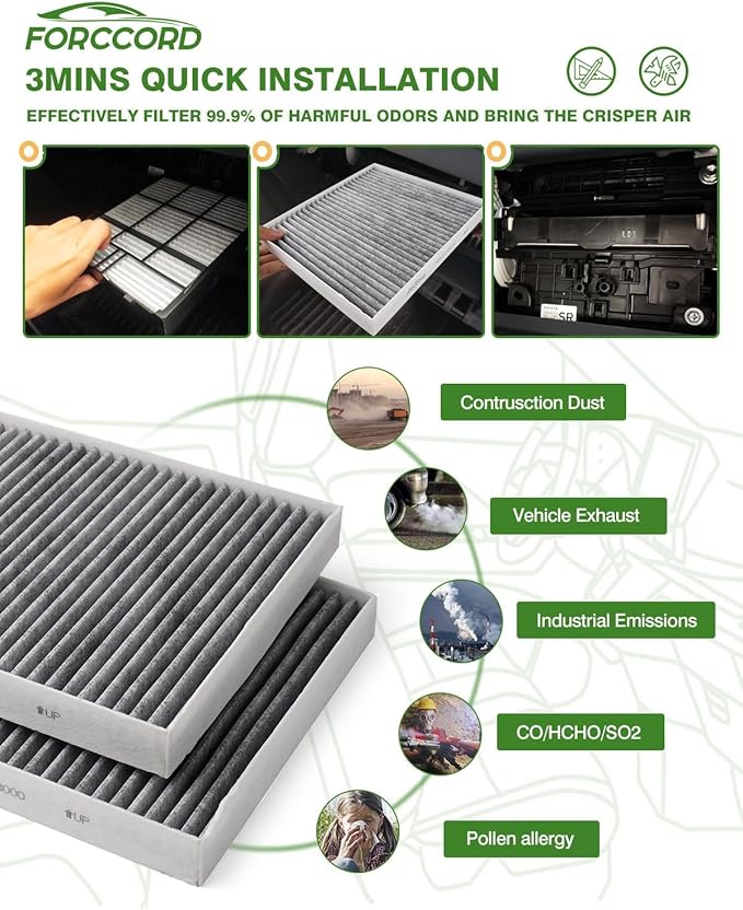 2-Pack HEPA Cabin Air Filter Fits for 2025-22 INFINITI QX55, 2025-19 QX50, 2026-21 Nissan Rogue Activated Carbon Cabin Filter Replacement 272775NA1A Car Accessories