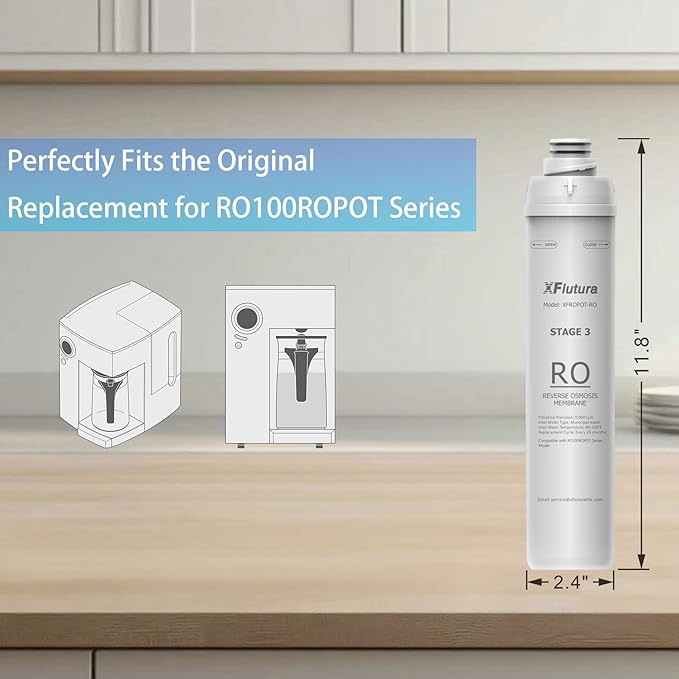 RO100ROPOT Series RO Fliter Replacement Cartridge Compatible with Bluevua RO100ROPOT, RO100ROPOTUV Series Water Filter, 2-Year Replacement Cartridge, 3rd Stage (1 Pack)