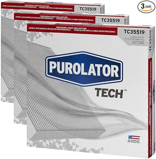 Purolator TC35519 PurolatorTECH Cabin Air Filter Compatible With Honda Accord, CR-V, Civic, Pilot, Odyssey, Ridgeline, Acura MDX and RDX (Pack of 3)