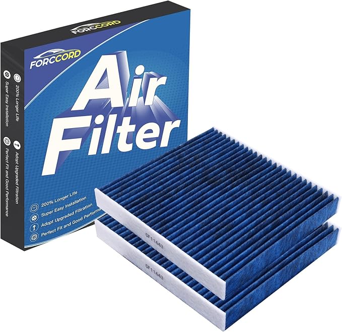 2-PACK Cabin Air Filter Fits for A3(15-20), A3 Quattro/Golf SportWagen(15-19), Jetta (19-21), Tiguan Atlas Golf GTI Golf Alltrack Activated Carbon Cabin Filter ACF028(CF11643) Car Accessories