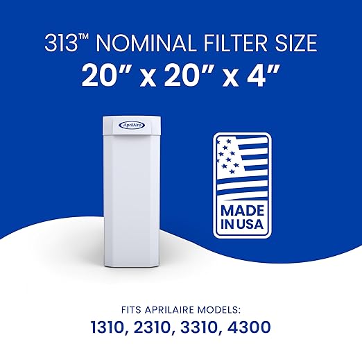 AprilAire 313 Replacement Filter for AprilAire Whole House Air Purifiers - MERV 13, Healthy Home Allergy, 20x20x4 Air Filter (Pack of 2)