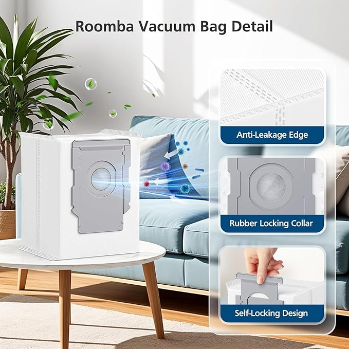 19 Pack of replacement parts, Suitable for iRobot Roombai3 i3+ i7 i7+ i4+ i5 i5+ j5 j5+ i6 i6+ i8 i8+ i2 J7 E5 i&E&J series vacuum cleaner, 1 Set Rubber Brushes 6 filters, 6 edge brushes, 4 dust bags