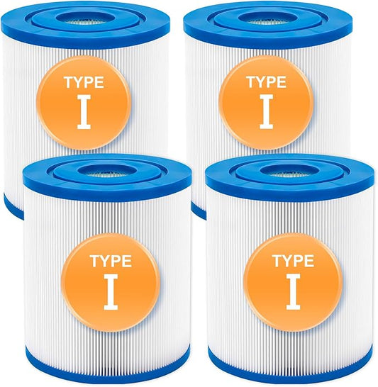 KGC Type I Pool Filter Cartridge, 3.1 x 3.5 inch Size 1 for 58093, Replacement Filter Cartridge for 300/330 Gal/H Filter Pump, for Summer Waves Above Ground Pool Pump, 4 Pack