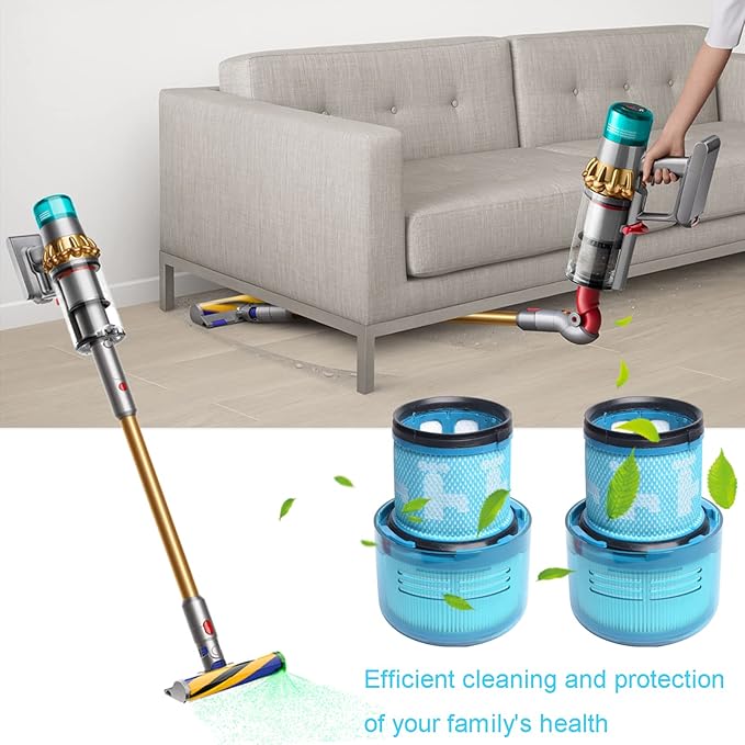 Blue Replacement Filters for Dyson V15 Detect, V15 Detect+, V11 Torque Drive, V11 Animal, and SV14 Cordless Stick Vacuum Cleaner (2 Pack)