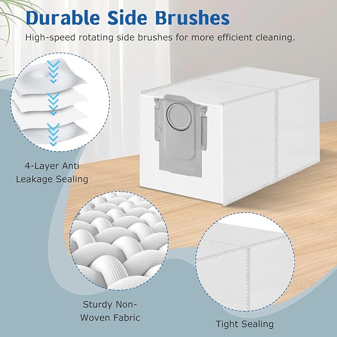 Accessories Replacement Kit for Roborock Qrevo Serie - QV 35A/QV 35S, Qrevo S Pro, QR 598/QR 798 Robot Vacuum, 1 Main Brush, 4 Mop Clothes, 2 Filters, 4 Side Brushes, 6 Dust Bags