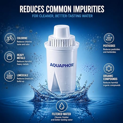 AQUAPHOR 7 Cup Ideal Water Filter Pitcher with 1 x B15 Filter | Reduces Chlorine & Heavy Metals | Fast Flow Water Filtration | BPA-Free & Dishwasher Safe | Improved & Filtered Water | Black