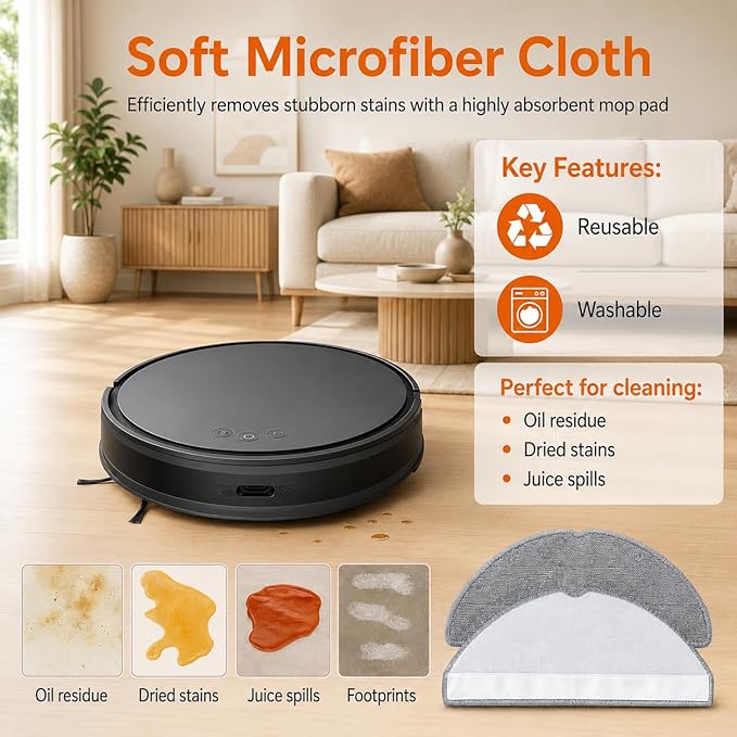 19 Pack Replacement Accessories Compatible with Tapo RV30 Max / RV30 Max Plus / RV20 Max / RV20 Max Plus Robot Vacuum 1 Roller Brush,6 Side Brushes,4 HEPA Filters,4 Mop Pads,4 Dust Bags
