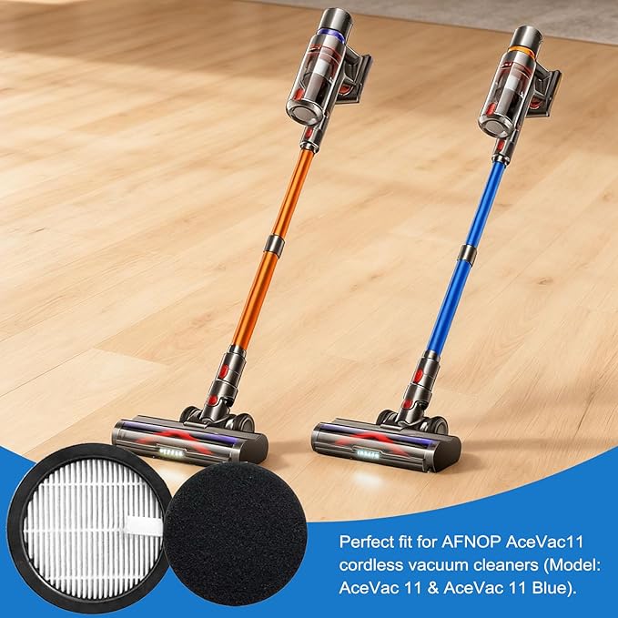 6 Pack HEPA Filter Compatible with AFNOP Acevac 11 Cordless Vacuum Cleaner with 6 Pack Sponge Filter