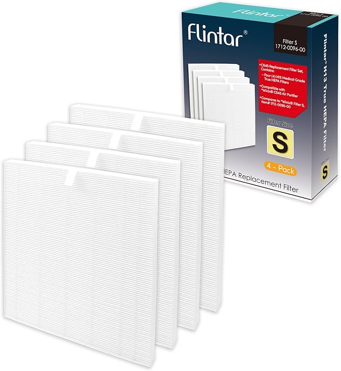 C545 Replacement Filter S, Compatible with Winix C545 Air Purifier, Part Number 1712-0096-00, H13 Grade Air Filters, 4-Pack