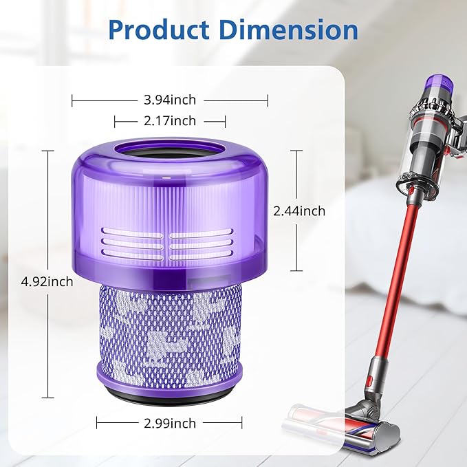 2 Pack Filter Replacement for Dyson V11 Outsize, Origin, Outsize, Outsize Plus, Outsize+, Absolute+, Absolute Extra, SV16,SV29 Vacuum Cleaner,Compare to Part 970422-01