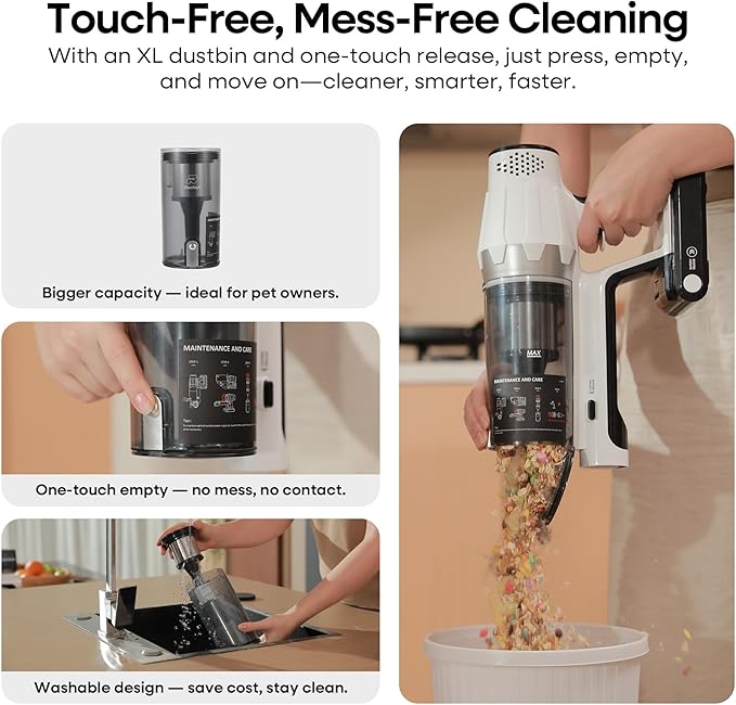 ElecKeys Cordless Vacuum Cleaner, 580W 48KPA Vacuum Cleaners for Home, 65Mins Stick Vacuum with LED Display, Anti-Tangle & Self-Standing Wireless Vacuum, Vacuum Cleaner for Pet Hair Carpets Hard Floor