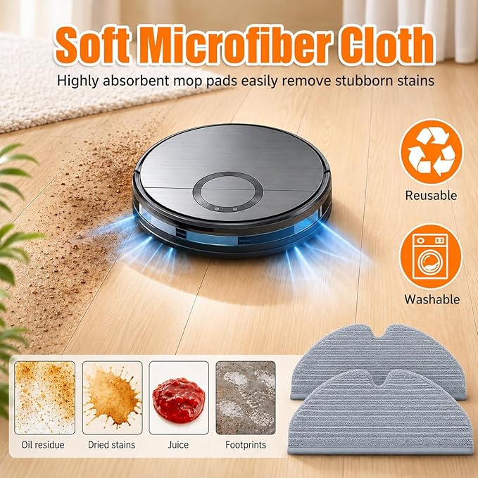 14Pack YUJINRU Replacement Parts Accessories Kit Compatible with UMMUND T7S Robot Vacuum.4 Mop Pads, 4 Filters, 6 Side Brushe
