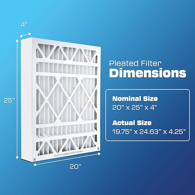 BestAir HW2025-13R AC Furnace Air Filter, 20" x 25" x 4", MERV 13, Removes Allergens & Contaminants, Fits 100%, For Honeywell Models, Pack of 3