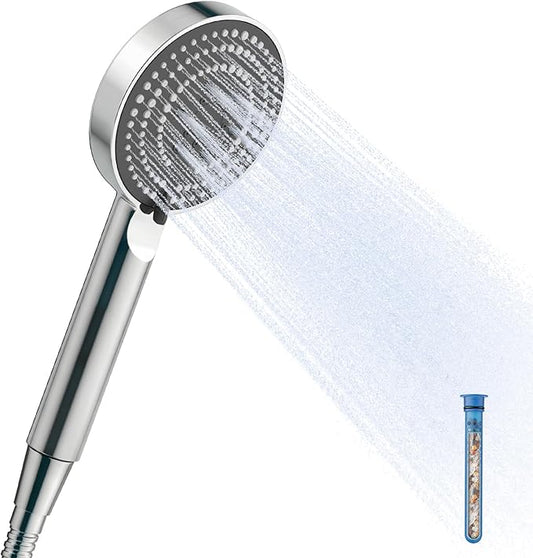 OFFO Filtered Shower Head with Hose, 20 Stage Shower Head with Filters with 60" Stainless Steel Hose, 4” Face High Pressure 6-Mode to Remove Chlorine, Chrome
