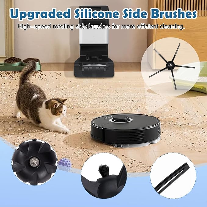 Replacement Parts for Roborock Q7 / Q7+ / Q7 Max / Q7 Max+ Robot Vacuum, 2 Main Brush, 4 Mop Cloth Pads, 6 Side Brushes, 4 Washable Filter, 1 Tool (Not for Q7 M5)