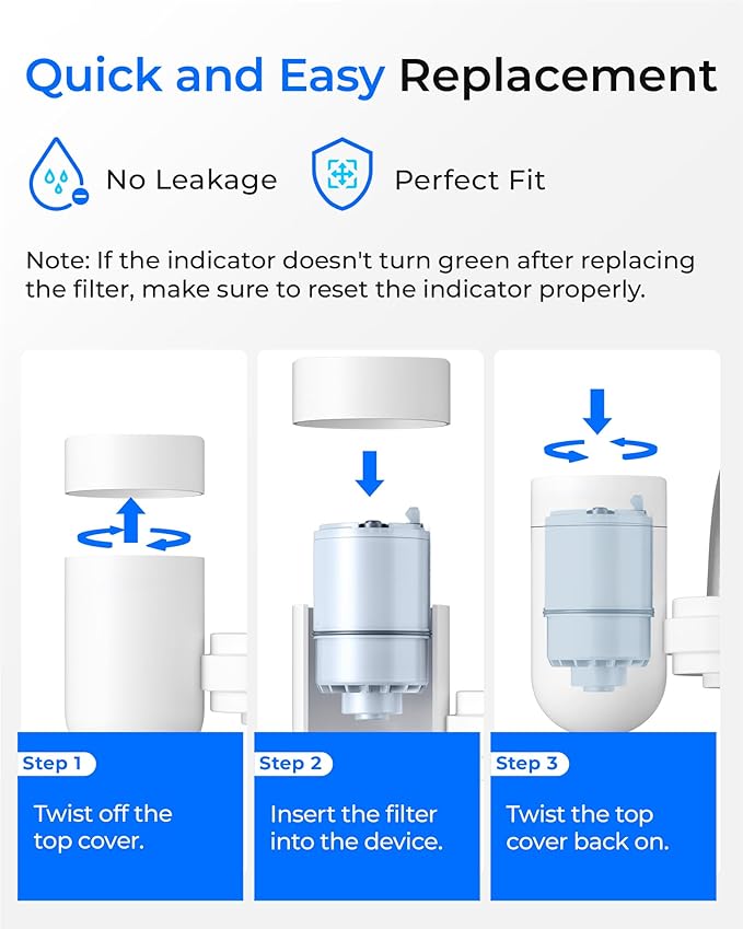 [Alkaline] Waterdrop CF08D Faucet Filter, Compatible with All PUR® Plus Water Filter, PUR® Plus RF9999® Faucet Water Filter, 6-Month, 600-Gallon, 2 Pack