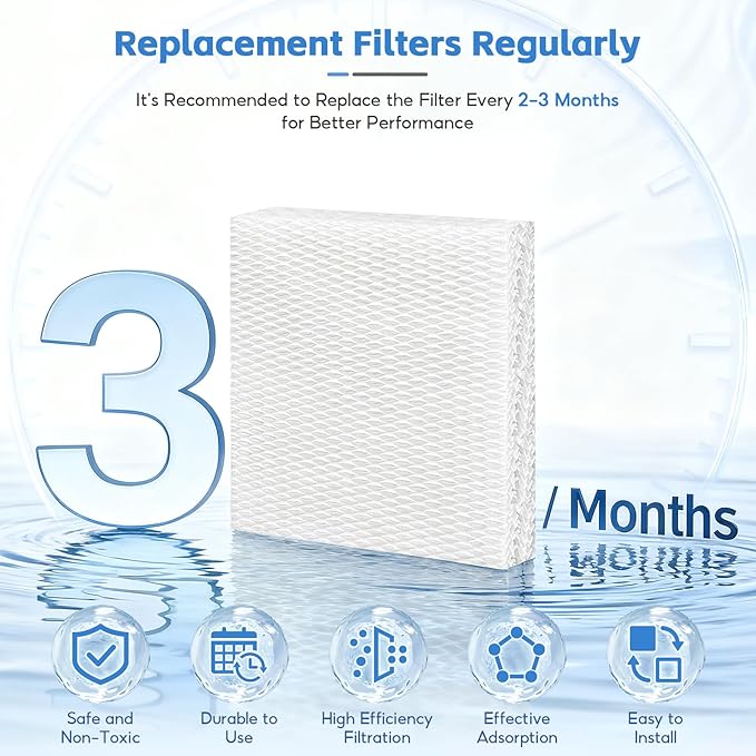 4-Pack HFT600 Humidifier Replacement Wicking Filter T for Honeywell Hev615 Hev620 Humidifier, Compatible with Honeywell HFT600 Humidifier Filter T, Replace Part# HFT600T HFT600PDQ