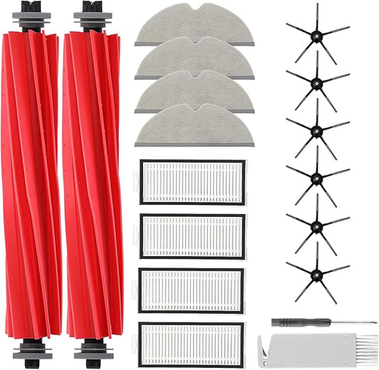 Replacement Parts for Roborock Q7 / Q7+ / Q7 Max / Q7 Max+ Robot Vacuum, 2 Main Brush, 4 Mop Cloth Pads, 6 Side Brushes, 4 Washable Filter, 1 Tool (Not for Q7 M5)