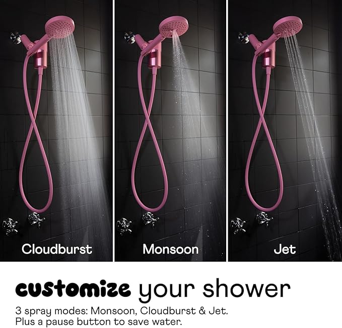 Sproos - Handheld Showerhead, High Performance Filtration System for Healthier Hair and Skin, Extra Long 70 Inch Hose, 3 Customized Spray Functions, 6 Colors (Lilac, Shower Filter Set)