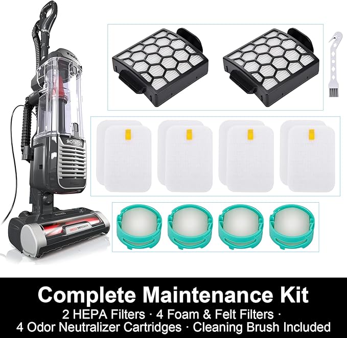ZU102 Filters for Shark Rotator Pet Upright Vacuum ZU100 ZU102, Include 2 HEPA, 4 Foam & Felt Filter and 4 Odor Neutralizer Cartridges for Pet Homes, Reduces Hair Dust & Smell