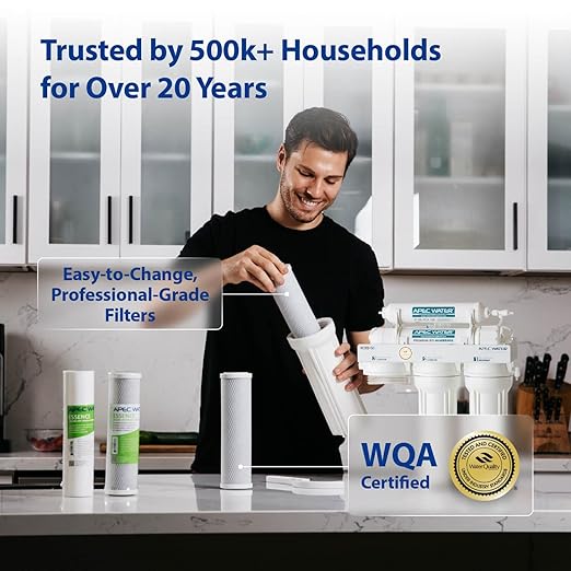 APEC Water WQA Certified 5-Stage Under Sink Reverse Osmosis Water Filter System, Brushed Nickel, Certified Ultra Safe Drinking Water Filter System, Reduces 99.99% of Contaminants, DIY Install