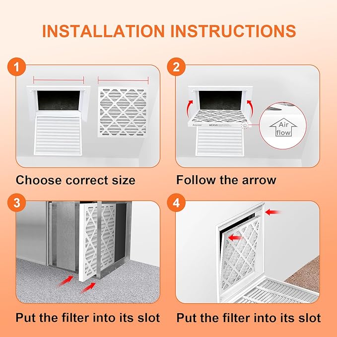 14x14x1 Air Filter 6 Pack MERV 8 HVAC AC Furnace Pleated Air Filters for Home Office MPR 600 FPR 5 (Actual Size: 13.75x13.75x0.75 inch)