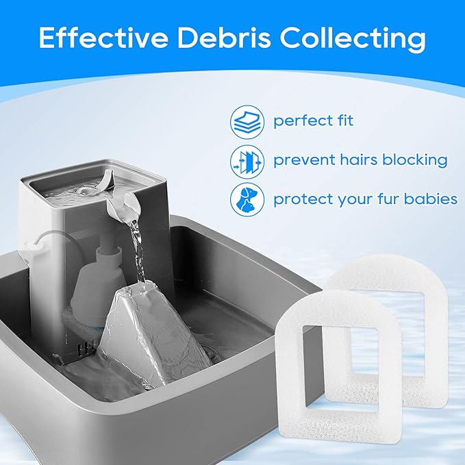 Cat Water Fountain Filter Replacement, Pet Fountain Replacement Foam Filters Compatible with Petsafe Drinkwell Pet Fountain Filters for Drinkwell Stainless Steel 360 Water Fountain 12PCS