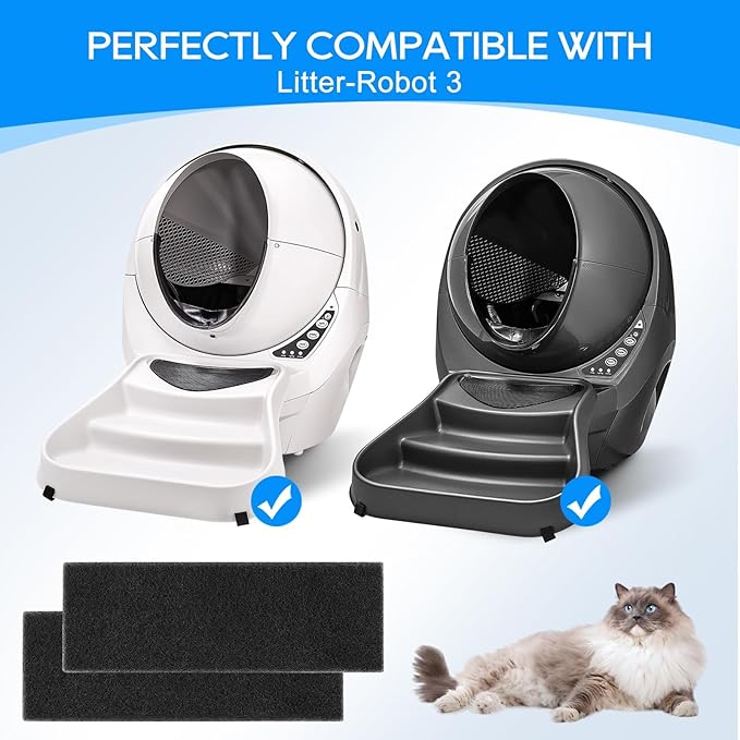 Carbon Filters for Cat Litter Box 3, Activated Carbon Filters Compatible with Model LR 3, Accessories Replacement to Absorb Odors from Pets, 6 Pack