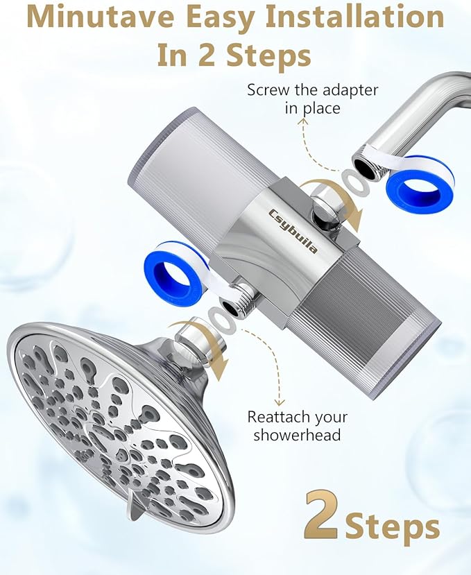 Shower Filter Replacement Cartridges Set, 1 Multi-Stage Filter & 1 Carbon Fiber Filter, Dual Filtration for Chlorine, Heavy Metals & Odor Removal, Skin & Hair Care, 2 pieces per set