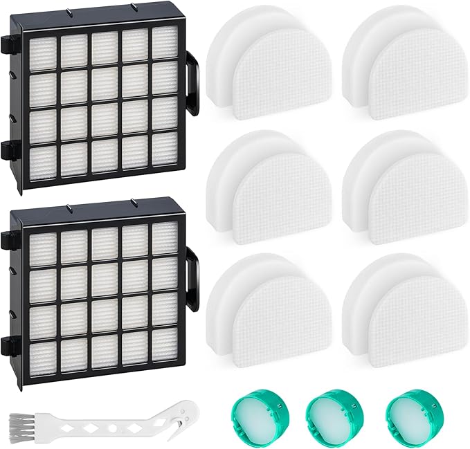 Leemone AZ4002 Replacement Accessories for Shark AZ4000 AZ4000C AZ4002 AZ4002W POWERDETECT Upright Vacuum Cleaner, 2 Filters, 6 Foam & Felt Filters, 3 Odor Neutralizer Cartridges, 1 Brush, 18 Pack