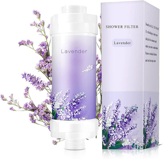 Shower Infuser, Vitamin C Shower Filter for Hard Water, Shower Head Filter to Chlorine Fluoride Sediment, Helps Dry Skin & Hair Loss, Easy Installation (Lavender)