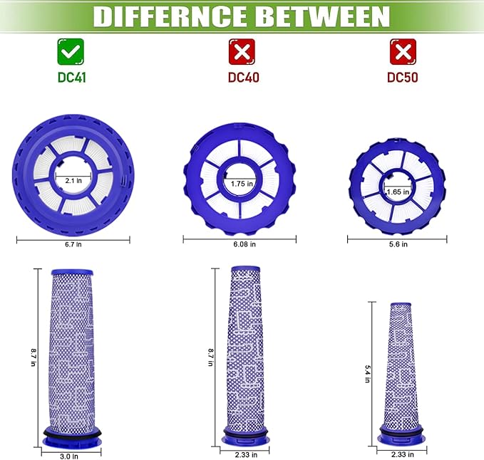 Filter Replacement for Dyson DC41 DC65 DC66 UP13 UP20 UP30 Ball Animal 2/3, Multi Floor Vacuum, Compare Part# 920769-01 & 920640-01, 2 Post-Motor + 2 Pre-Motor Filters