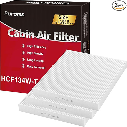 Puroma 3 Pack Cabin Air Filter with Multiple Fiber Layers, Replacement for CP134, CF10134, Honda Civic, CR-V, Odyssey, Pilot, Accord, Ridgeline, Passport and Acura CSX, ILX, MDX, RDX, TLX, RLX