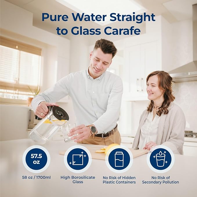 Bluevua RO100ROPOT Countertop Reverse Osmosis Water Filter System, Portable RO Filtration with Remineralization, No Installation, WQA Certified - ROPOT-UV, 6-Stage RO