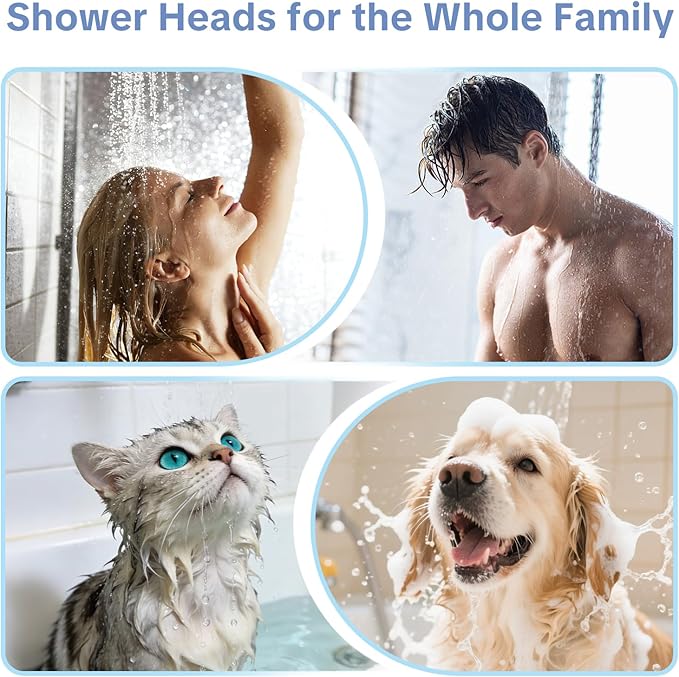 OFFO High Pressure Shower Wand with Filter, 20 Stage Handheld Shower Head with Filters for Hard Water, 6-Mode Shower Head to Remove Chlorine, Chrome