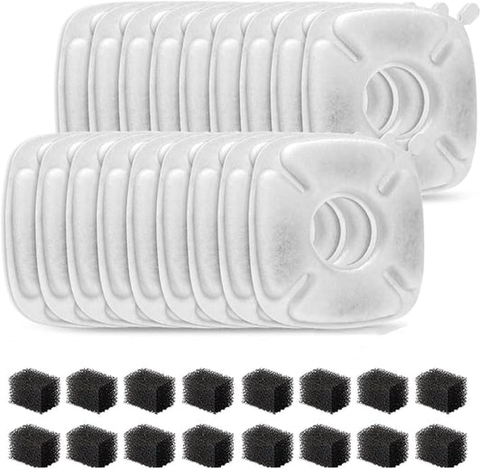 4inch Cats Fountain Replacement Filters with Pre-Filter Sponges for 67oz, 95oz and 135oz Pet/Cat Automatic Water Fountain Dog Water Dispenser