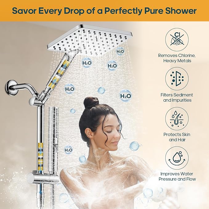 Shower Filter Replacement - 2-Pack Multi-Stage Cartridge for Hard Water, Removes Chlorine and Harmful Substances