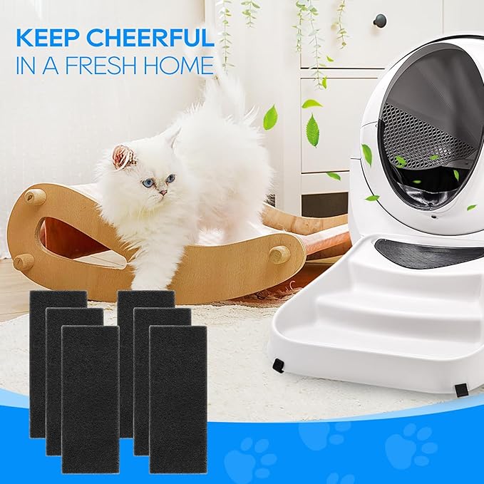 Carbon Filters for Cat Litter Box 3, Activated Carbon Filters Compatible with Model LR 3, Accessories Replacement to Absorb Odors from Pets, 6 Pack