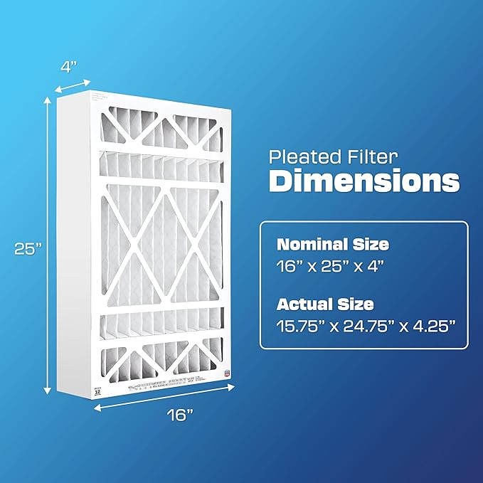 BestAir HW1625-8R AC Furnace Air Filter, 16" x 25" x 4", MERV 8, Removes Allergens & Contaminants, Fits 100%, For Honeywell Models, Pack of 3
