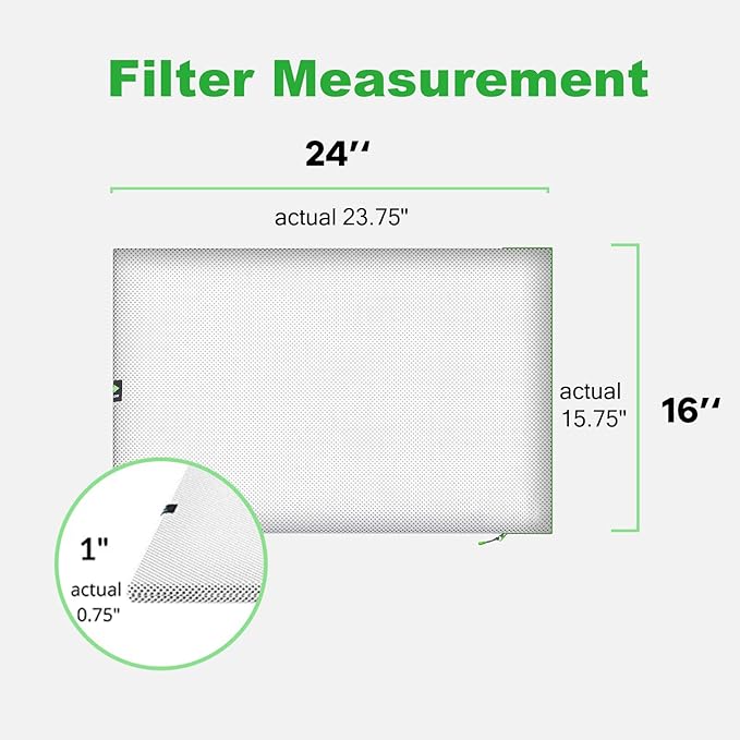 Reair 16x24x1 Air filter, Washable and Reusable Air Filter 16x24x1 for AC HVAC Furnace, MERV 8 Air Filters Machine Washable & Dryer Friendly, AC Furnace Air Filter