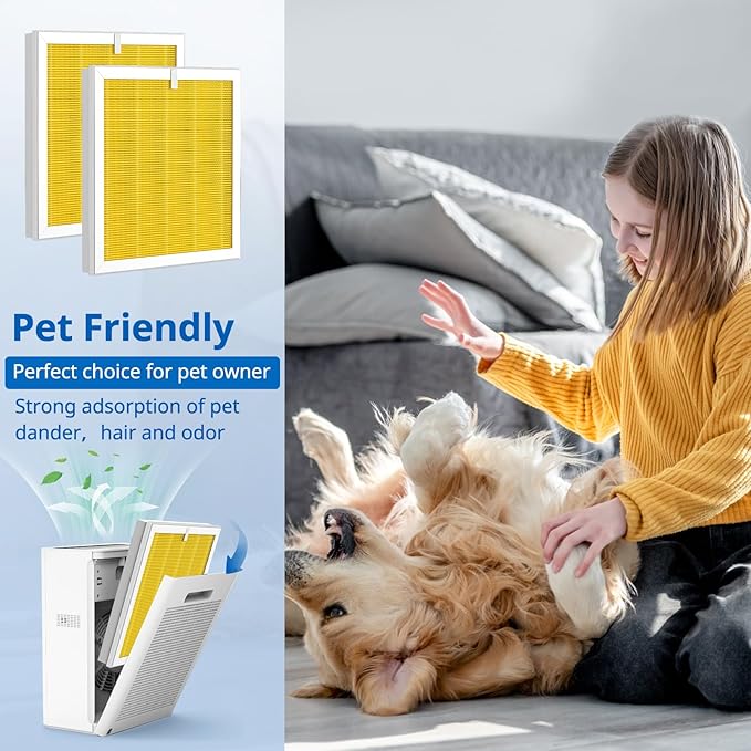 G3 Pet Care Filter Compatible with AMEIFU G3 Sferf-30 (FXAP2W) Air Purifier For VEWIOR ClearAir-A3 Air Purifier Filter For Tailulu HQZZ-260 3-IN-1 HEPA Yellow, 2 Pack