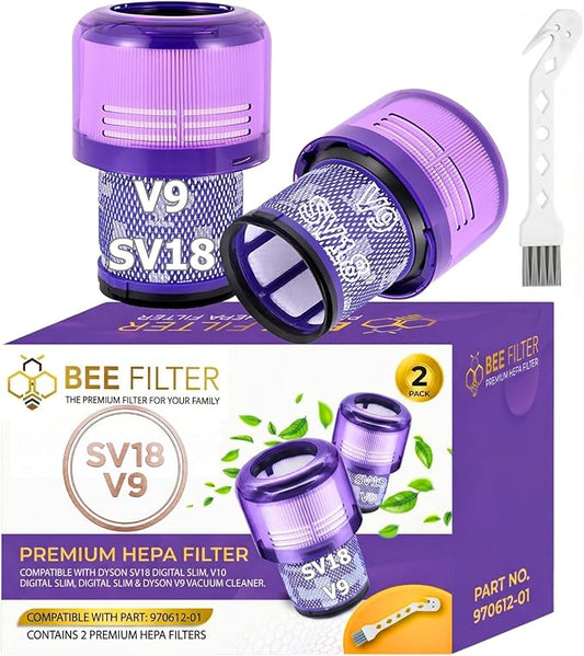 Dyson V9 Filter, 2-Pack Premium True HEPA Replacement Filters Compatible with Dyson SV18 Vacuum, Dyson V9 Motorbar Vacuum, Sv18 Filter, Digital Slim, V9 Filter Replacement, Part no. 970612-01