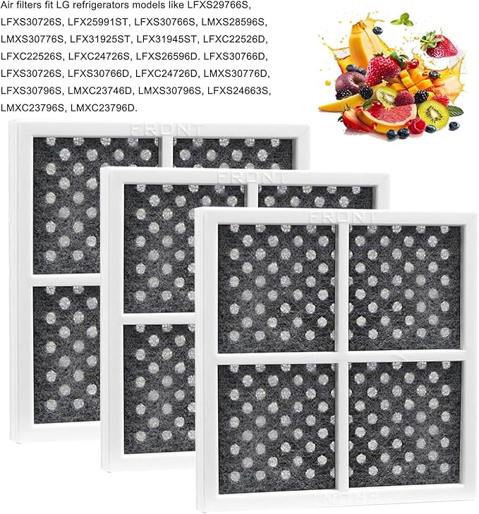 3 Pack - LT120F Refrigerator Air Filter -LG LFXS24623S, LFX31925ST, LMXS28596S LFXC22526S, LMXS27626S, LFXS29766S, LFX31945ST, LFXC24726S, LFXS26596D, LFXS30766S, LFXS29626S Replacement