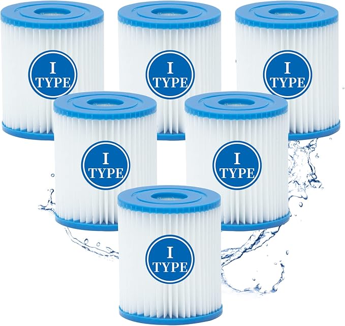 Type I Pool Filter Cartridge, Replacement Filters Cartridge for 58093, for Swimming Pool Filter RX330 Filter Pump, for 300/330 Gal/H Filter Pumps (6 Pack)